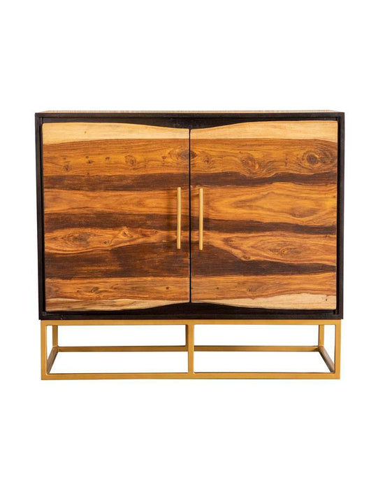 Zara 2-door Accent Cabinet Black Walnut and Gold - Evans Furniture (CO)