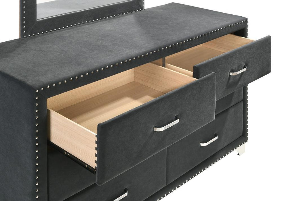Melody 6-drawer Upholstered Dresser Grey - Evans Furniture (CO)