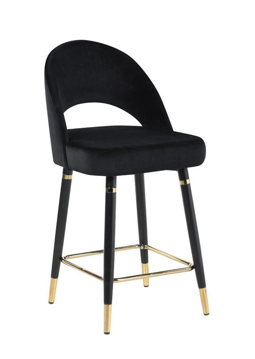Lindsey Arched Back Upholstered Counter Height Stools Black (Set of 2) - Evans Furniture (CO)