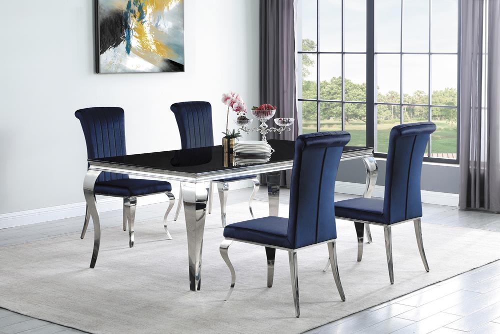 Betty Upholstered Side Chairs Ink Blue and Chrome (Set of 4) - Evans Furniture (CO)