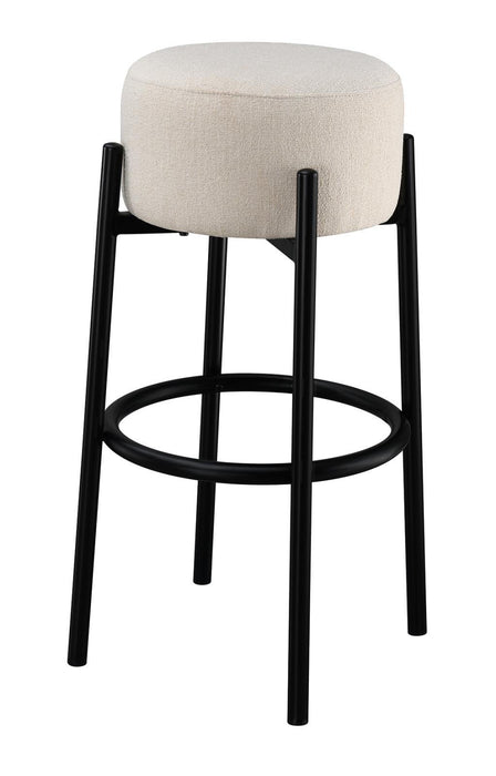 Leonard Upholstered Backless Round Stools White and Black (Set of 2) - Evans Furniture (CO)