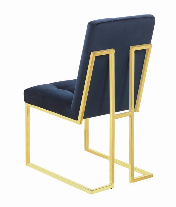 Cisco Tufted Back Side Chairs Ink Blue (Set of 2) - Evans Furniture (CO)