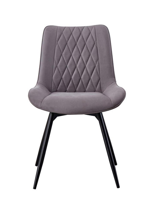 Diggs Upholstered Tufted Swivel Dining Chairs Grey and Gunmetal (Set of 2) - Evans Furniture (CO)
