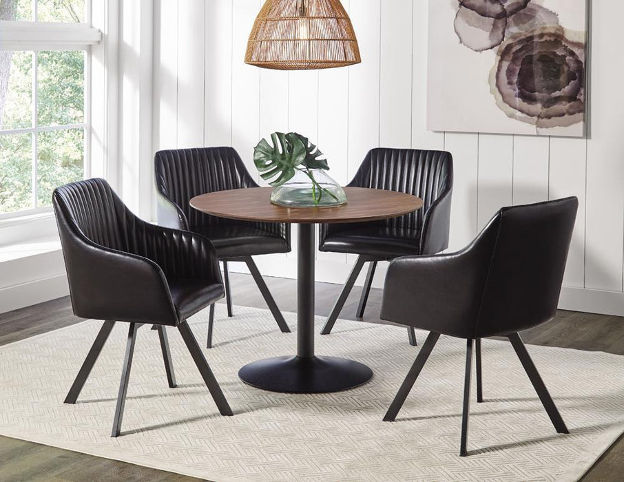 Arika Tufted Sloped Arm Swivel Dining Chair Black and Gunmetal - Evans Furniture (CO)