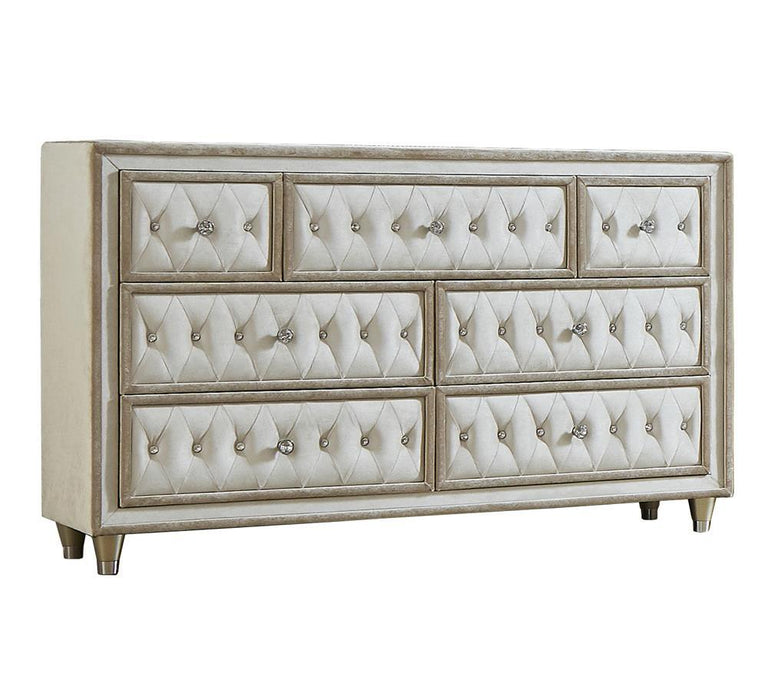 Antonella 7-drawer Upholstered Dresser Ivory and Camel - Evans Furniture (CO)