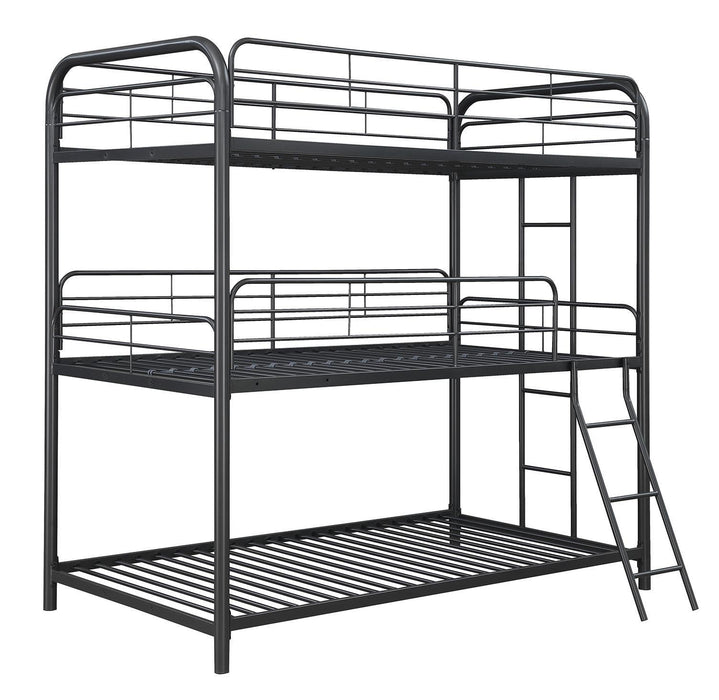 Garner Triple Twin Bunk Bed with Ladder Gunmetal - Evans Furniture (CO)