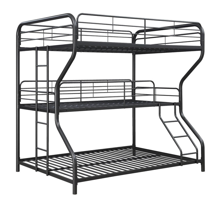 Garner Triple Full Over Twin Over Full Bunk Bed with Ladder Gunmetal - Evans Furniture (CO)