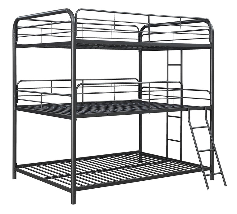 Garner Triple Full Bunk Bed with Ladder Gunmetal - Evans Furniture (CO)