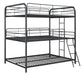 Garner Triple Full Bunk Bed with Ladder Gunmetal - Evans Furniture (CO)