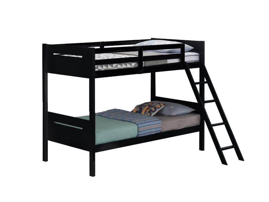 Littleton Twin Over Twin Bunk Bed Black - Evans Furniture (CO)