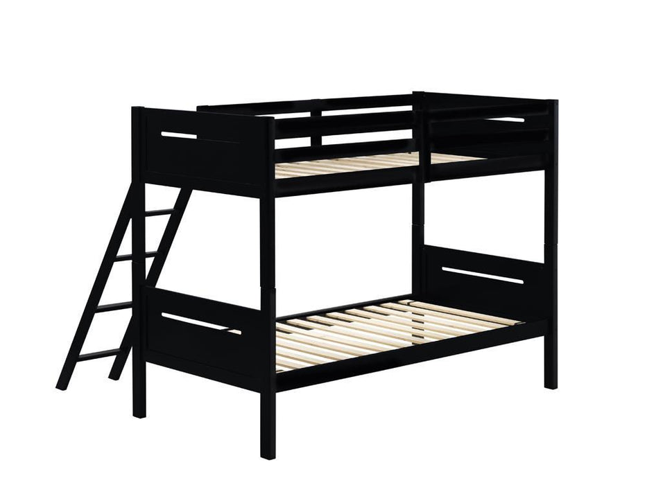 Littleton Twin Over Twin Bunk Bed Black - Evans Furniture (CO)