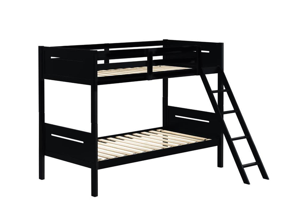 Littleton Twin Over Twin Bunk Bed Black - Evans Furniture (CO)