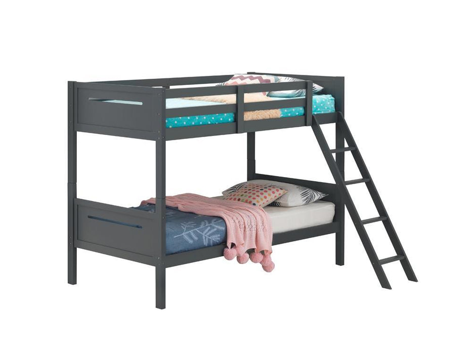 Littleton Twin Over Twin Bunk Bed Grey - Evans Furniture (CO)