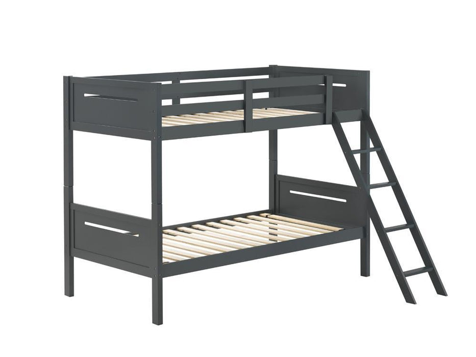 Littleton Twin Over Twin Bunk Bed Grey - Evans Furniture (CO)