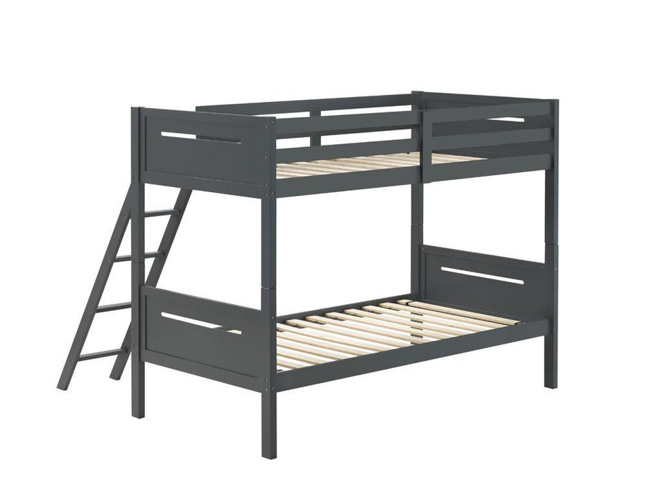 Littleton Twin Over Twin Bunk Bed Grey - Evans Furniture (CO)