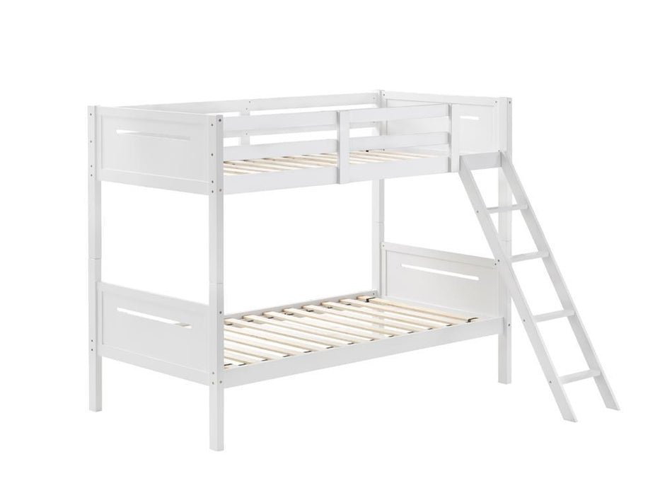 Littleton Twin Over Twin Bunk Bed White - Evans Furniture (CO)