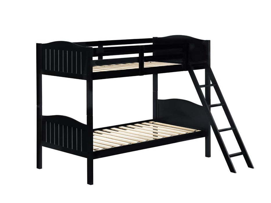 Arlo Twin Over Twin Bunk Bed with Ladder Black - Evans Furniture (CO)