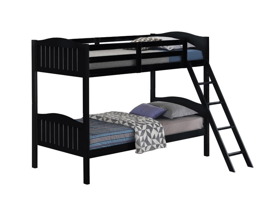 Arlo Twin Over Twin Bunk Bed with Ladder Black - Evans Furniture (CO)