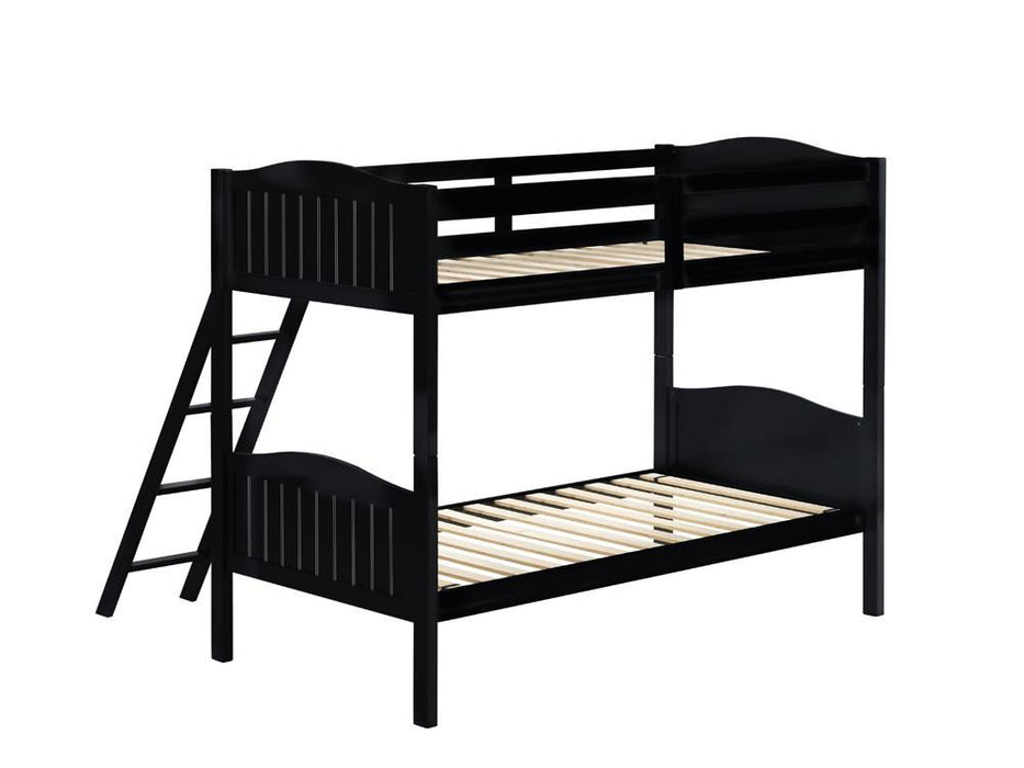 Arlo Twin Over Twin Bunk Bed with Ladder Black - Evans Furniture (CO)