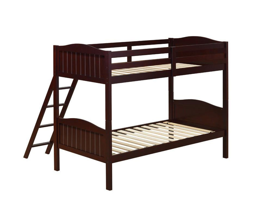 Arlo Twin Over Twin Bunk Bed with Ladder Espresso - Evans Furniture (CO)