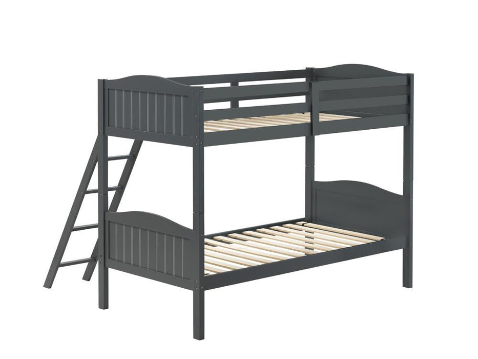 Arlo Twin Over Twin Bunk Bed with Ladder Grey - Evans Furniture (CO)