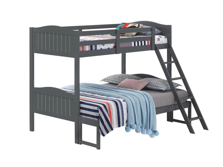 Arlo Twin Over Full Bunk Bed with Ladder Grey - Evans Furniture (CO)