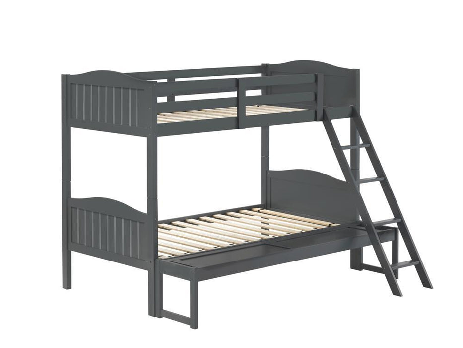 Arlo Twin Over Full Bunk Bed with Ladder Grey - Evans Furniture (CO)