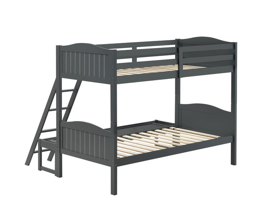 Arlo Twin Over Full Bunk Bed with Ladder Grey - Evans Furniture (CO)