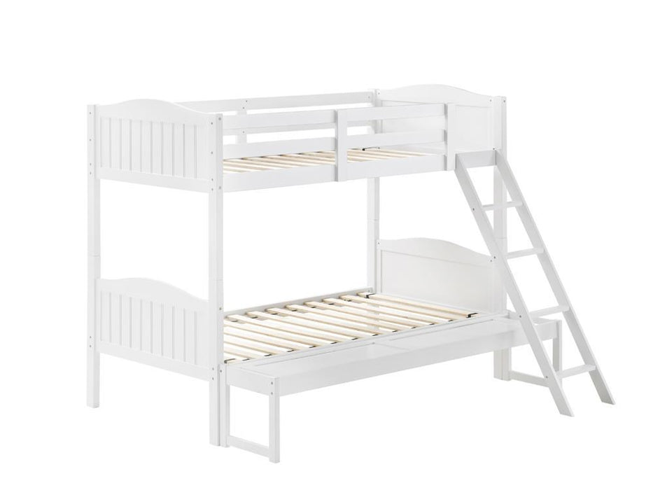 Arlo Twin Over Full Bunk Bed with Ladder White - Evans Furniture (CO)