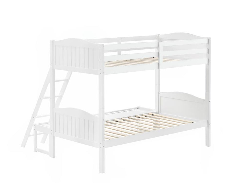 Arlo Twin Over Full Bunk Bed with Ladder White - Evans Furniture (CO)