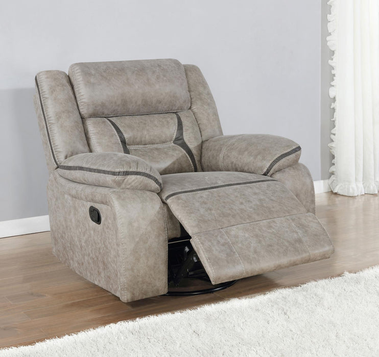 Greer Upholstered Tufted Back Glider Recliner - Evans Furniture (CO)