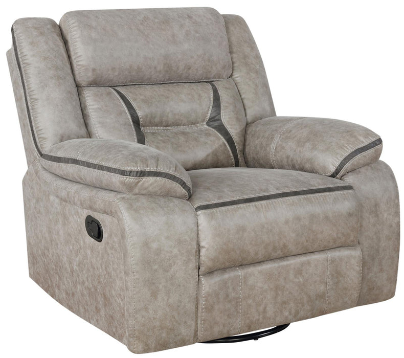 Greer Upholstered Tufted Back Glider Recliner - Evans Furniture (CO)