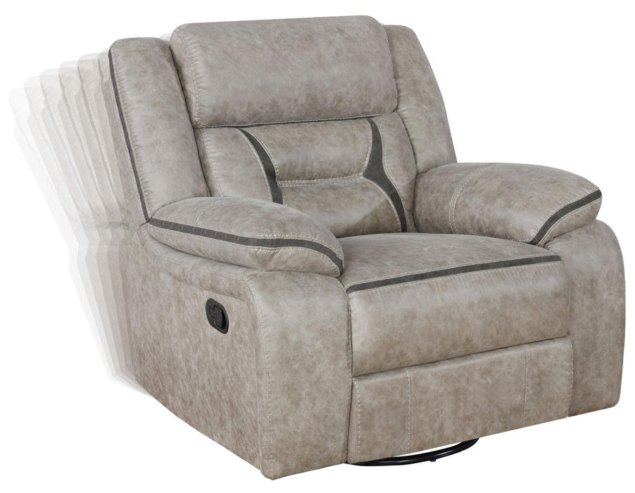 Greer Upholstered Tufted Back Glider Recliner - Evans Furniture (CO)