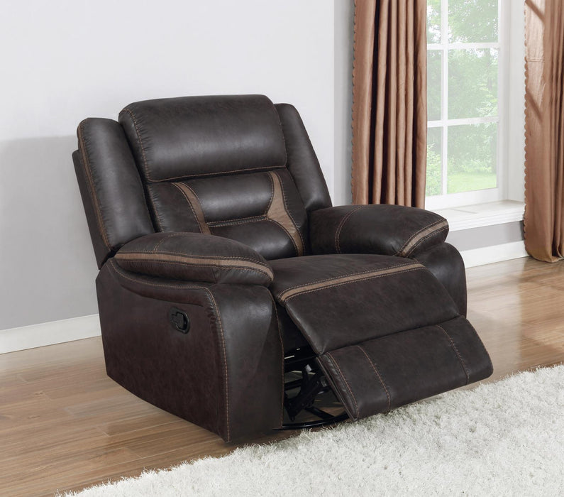 Greer Upholstered Tufted Back Glider Recliner - Evans Furniture (CO)