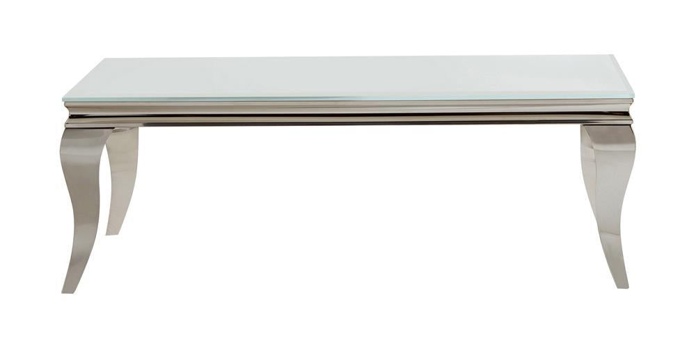 Luna Rectangle Coffee Table White and Chrome - Evans Furniture (CO)