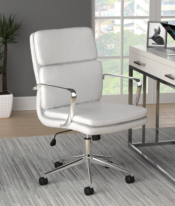Ximena Standard Back Upholstered Office Chair White - Evans Furniture (CO)