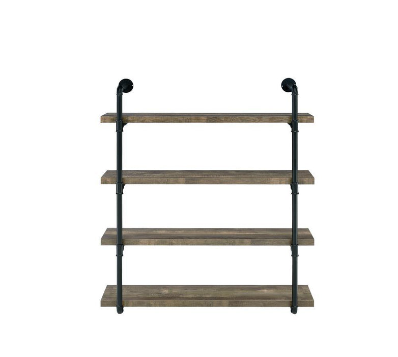 Elmcrest 40-inch Wall Shelf Black and Rustic Oak - Evans Furniture (CO)