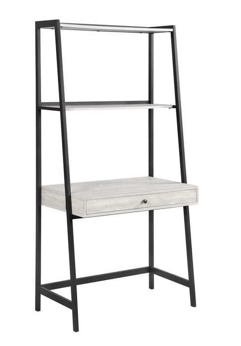 Pinckard 1-drawer Ladder Desk Grey Stone and Black - Evans Furniture (CO)