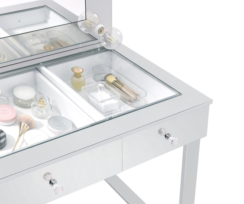 Umbridge 3-drawer Vanity with Lighting Chrome and White - Evans Furniture (CO)