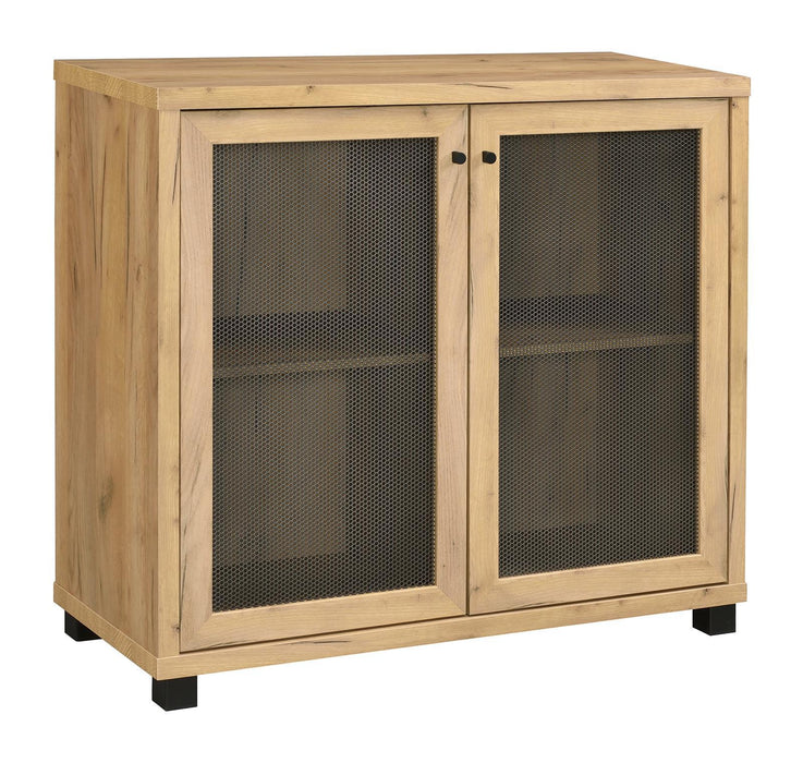 Mchale Accent Cabinet with Two Mesh Doors Golden Oak - Evans Furniture (CO)