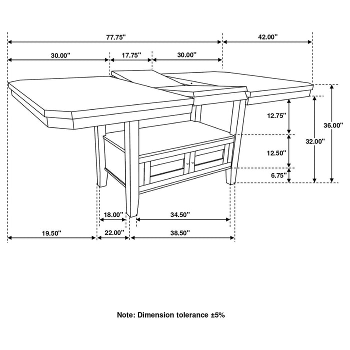 Prentiss Rectangular Counter Height Table with Butterfly Leaf Cappuccino - Evans Furniture (CO)