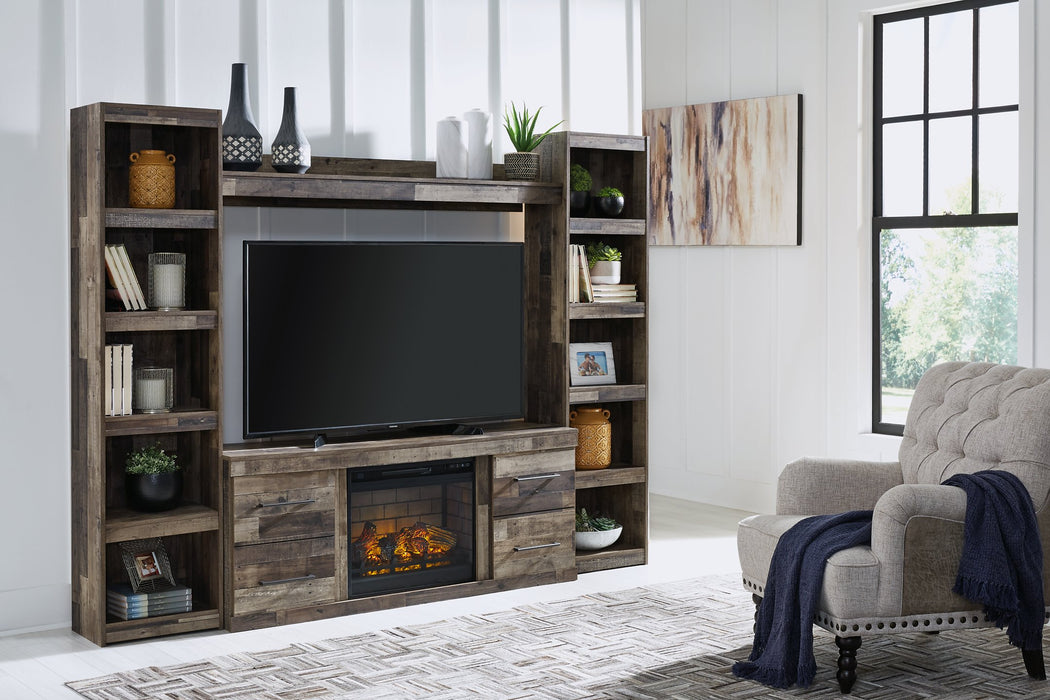 Derekson 4-Piece Entertainment Center with Electric Fireplace - Evans Furniture (CO)