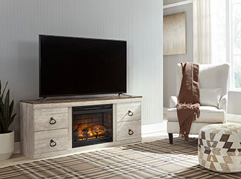 Willowton TV Stand with Electric Fireplace - Evans Furniture (CO)