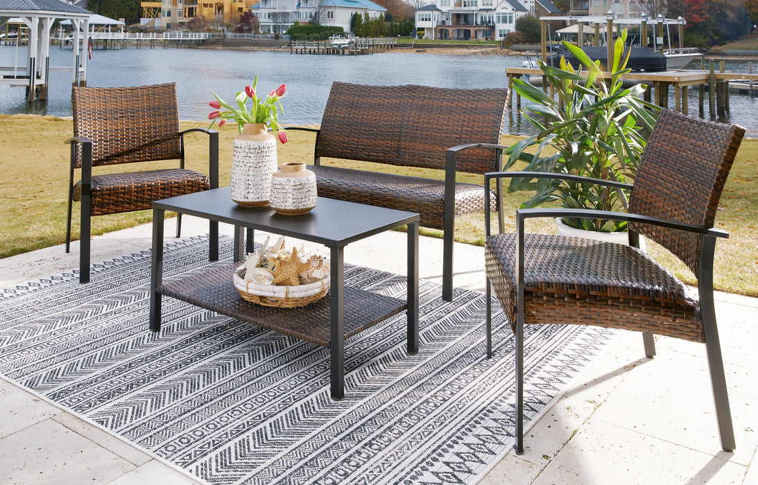 Zariyah Outdoor Love/Chairs/Table Set (Set of 4) - Evans Furniture (CO)