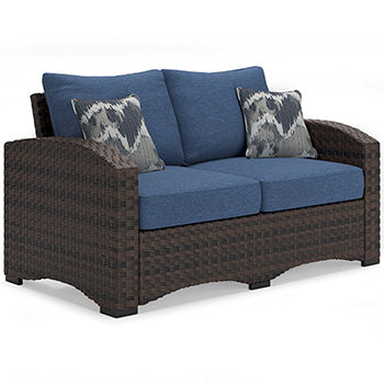 Windglow Outdoor Loveseat with Cushion - Evans Furniture (CO)