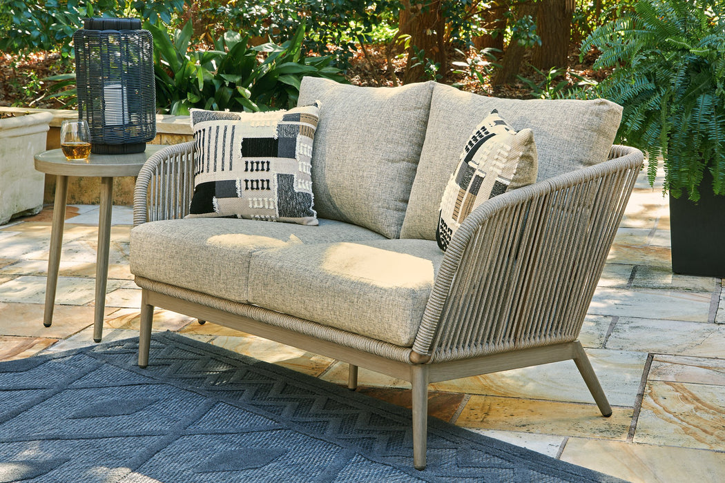 Swiss Valley Outdoor Loveseat with Cushion - Evans Furniture (CO)