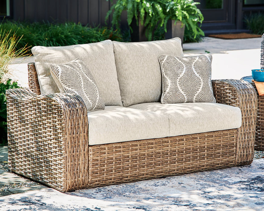 Sandy Bloom Outdoor Loveseat with Cushion