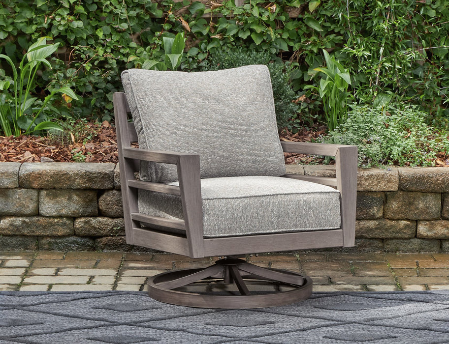 Hillside Barn Outdoor Swivel Lounge with Cushion - Evans Furniture (CO)