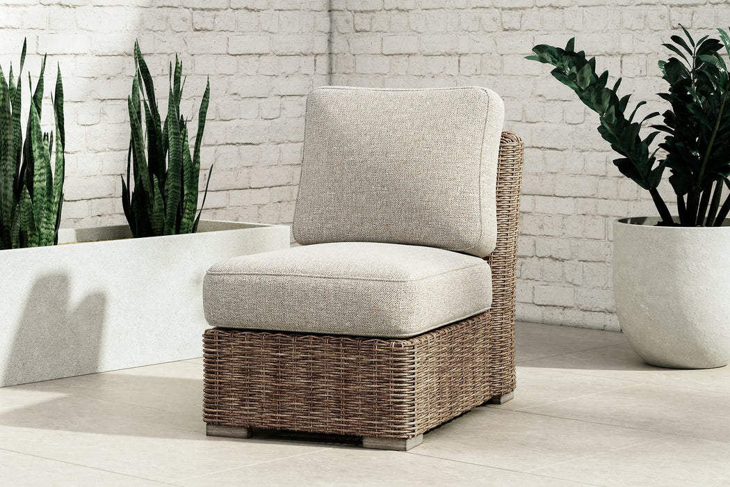 Beachcroft Outdoor Armless Chair with Cushion - Evans Furniture (CO)