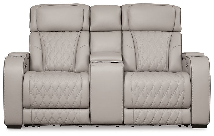 Boyington Power Reclining Loveseat with Console - Evans Furniture (CO)
